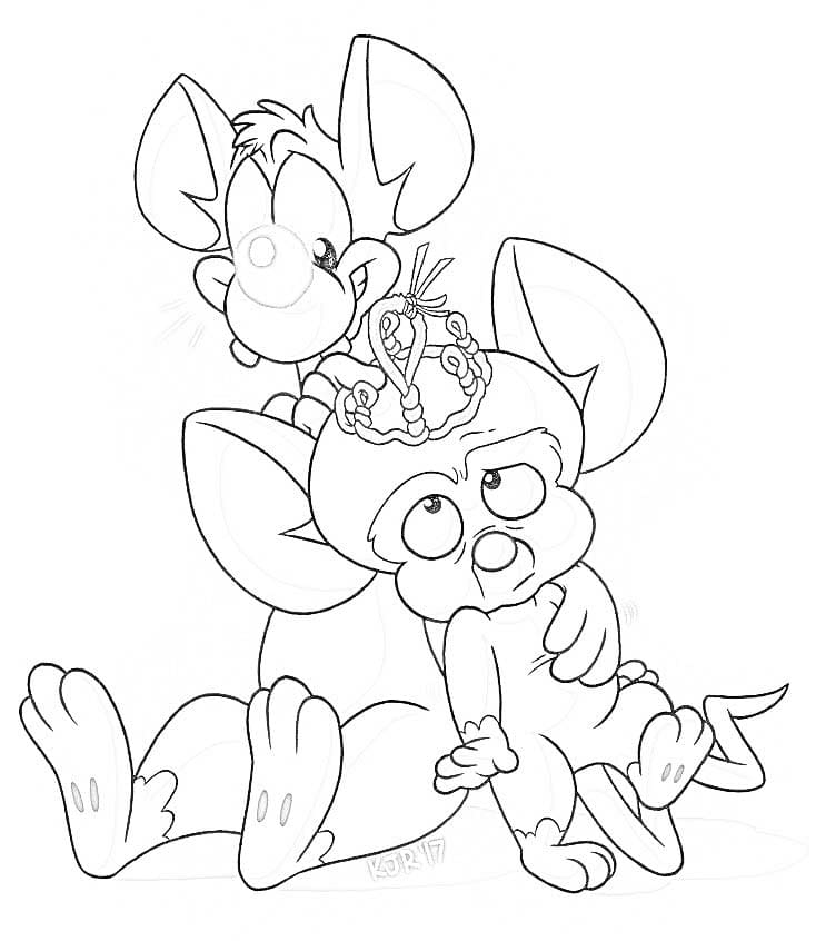 Desenhos de Desenhar Pinky e Cérebro fofo para colorir