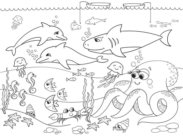 Desenhos de Desenhar fundo do mar para colorir