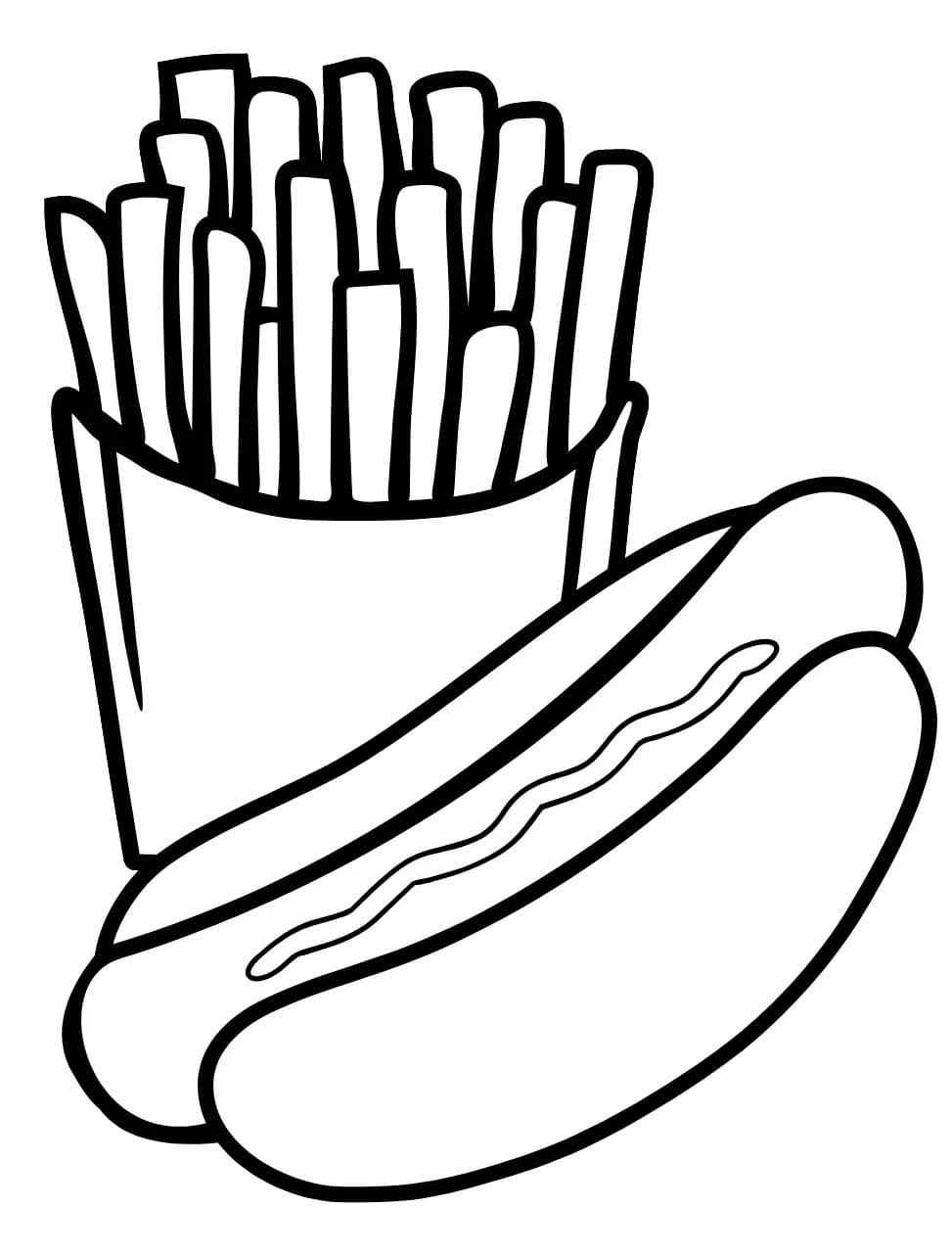 Desenhos de Desenhe Cachorro-quente básico em crianças para colorir