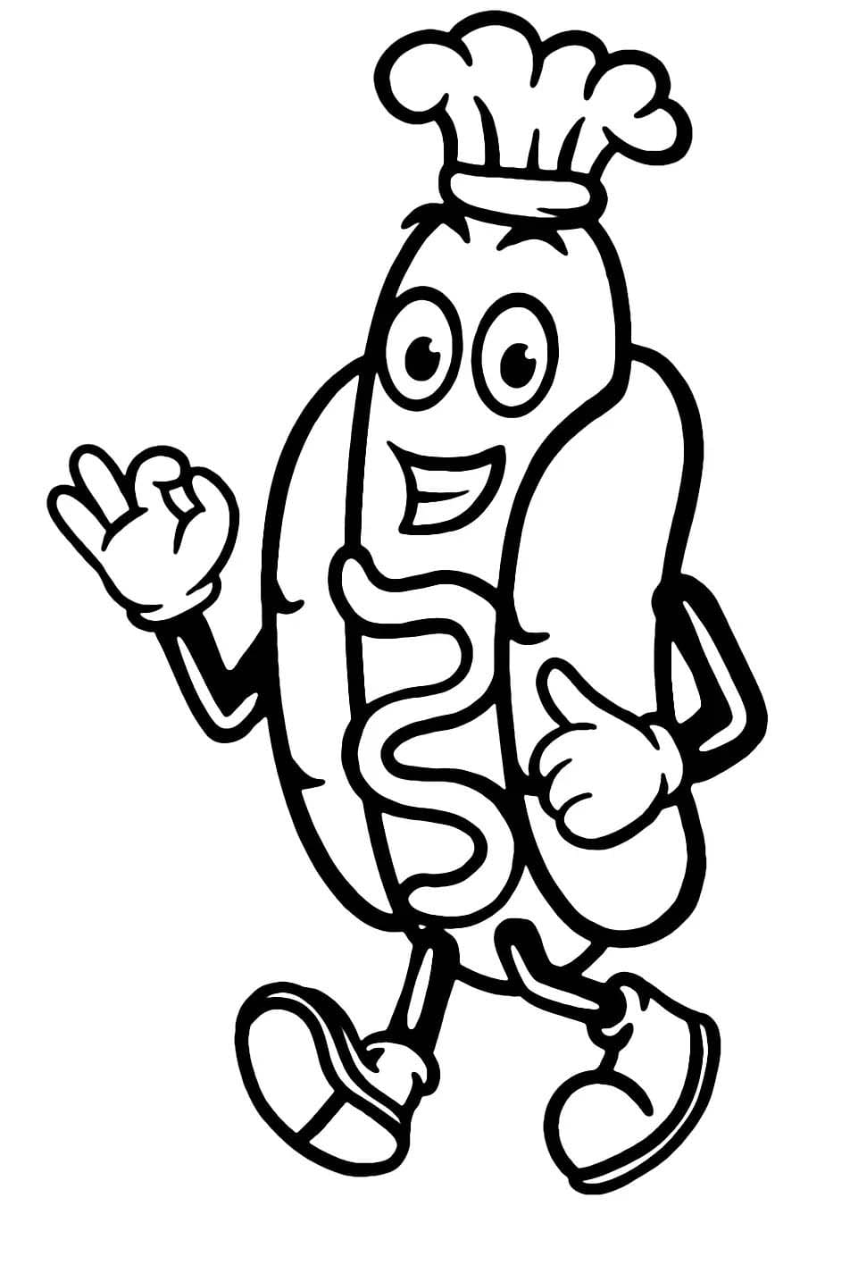Desenhos de Desenhe Cachorro-quente bonitinho para colorir