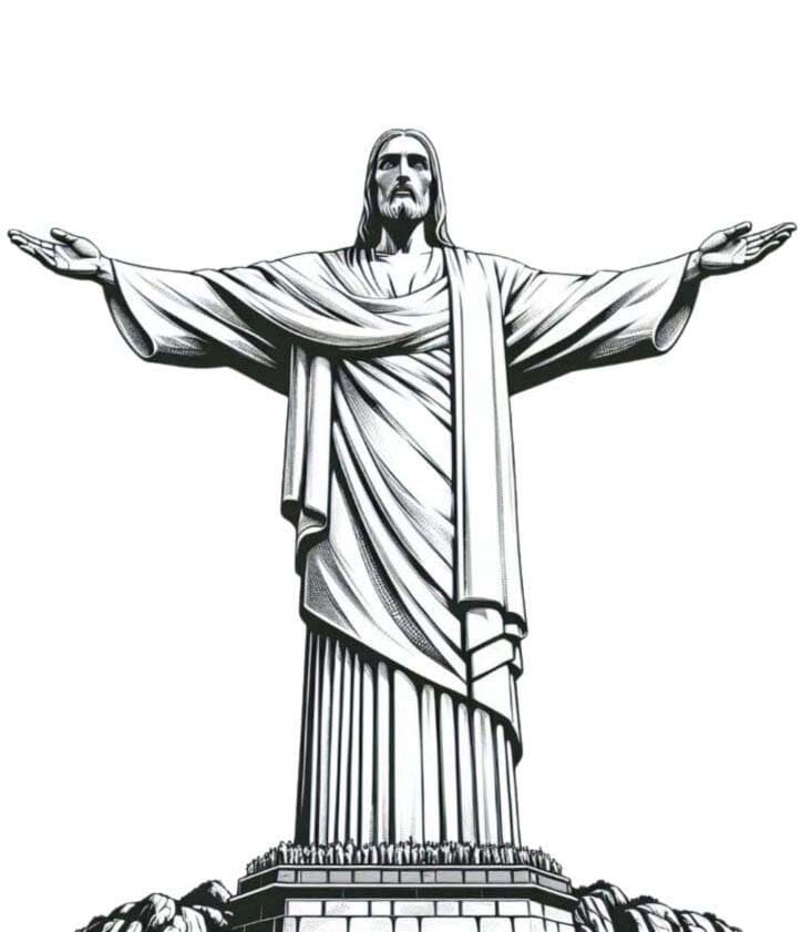 Desenhos de Desenhe Cristo Redentor fácil para colorir