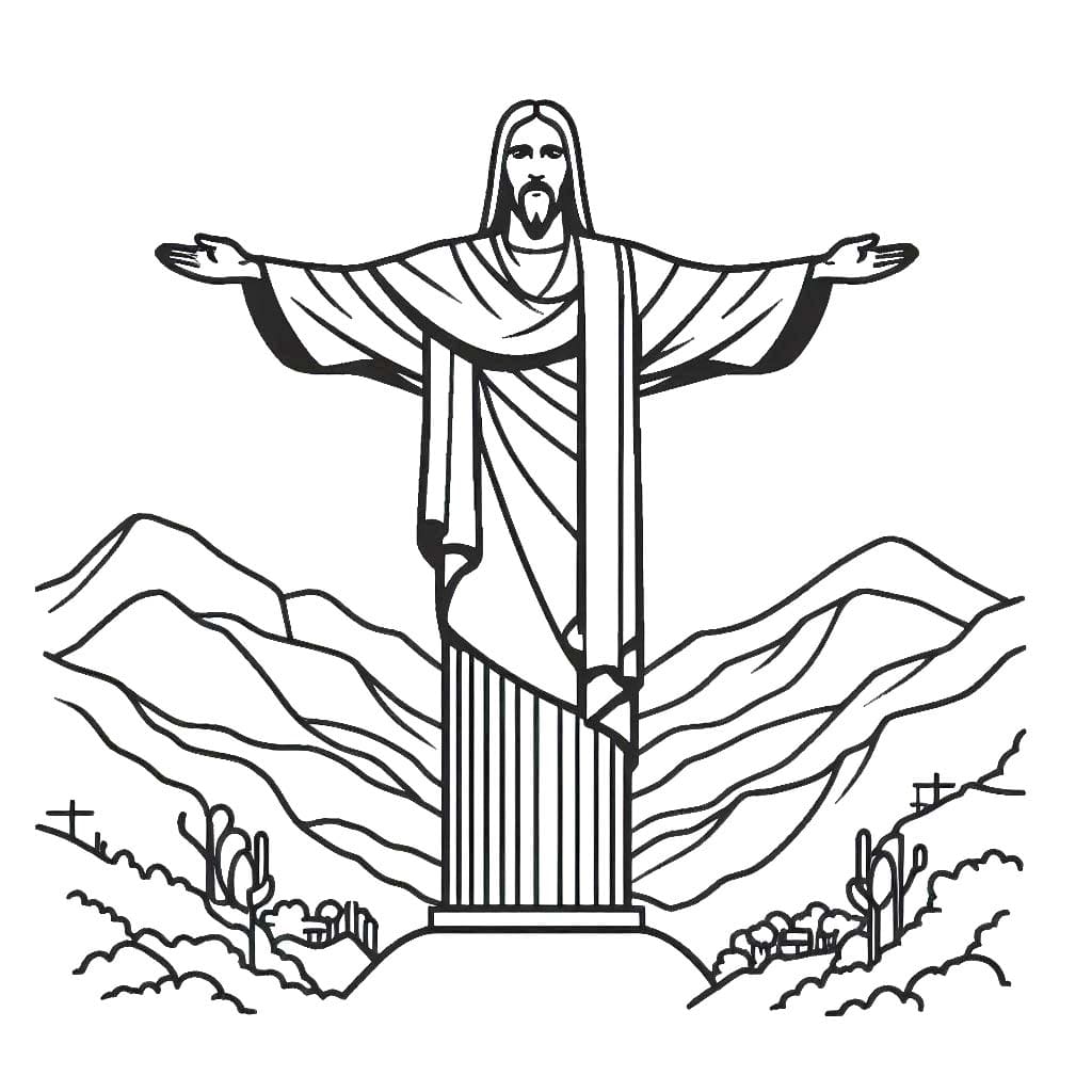 Desenhos de Desenhe Cristo Redentor para crianças para colorir