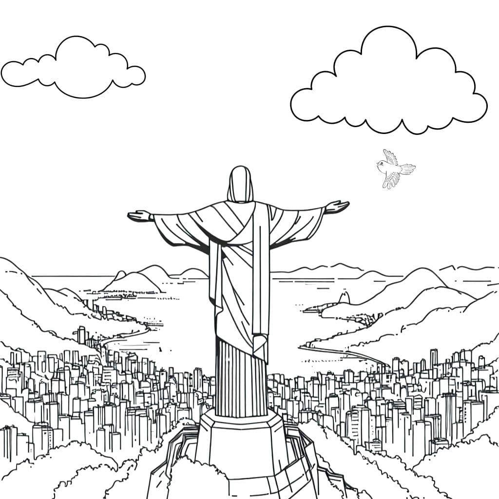 Desenhos de Desenhe Cristo Redentor simples para colorir
