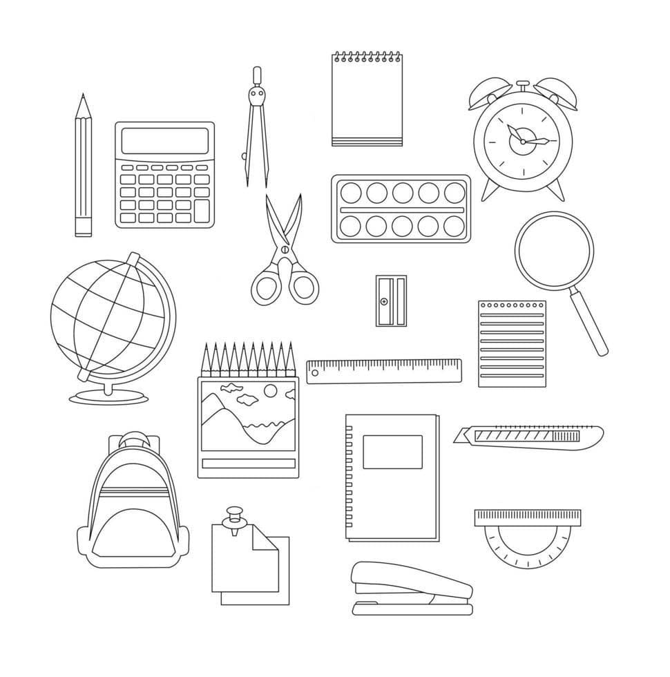 Desenhos de Desenhe Material Escolar grátis para colorir