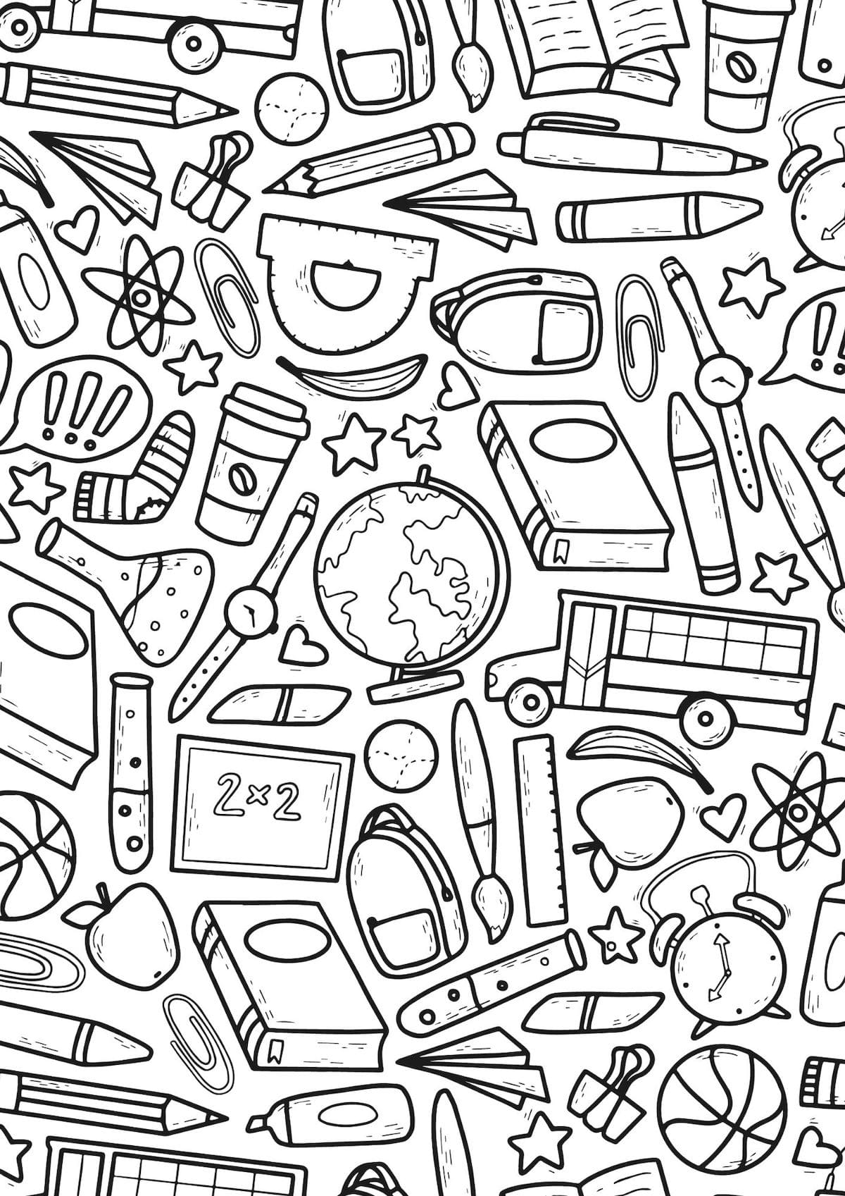 Desenhos de Desenhe Material Escolar imprimir para crianças para colorir