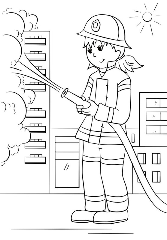 Desenhos de Desenho Bombeiro fácil para colorir