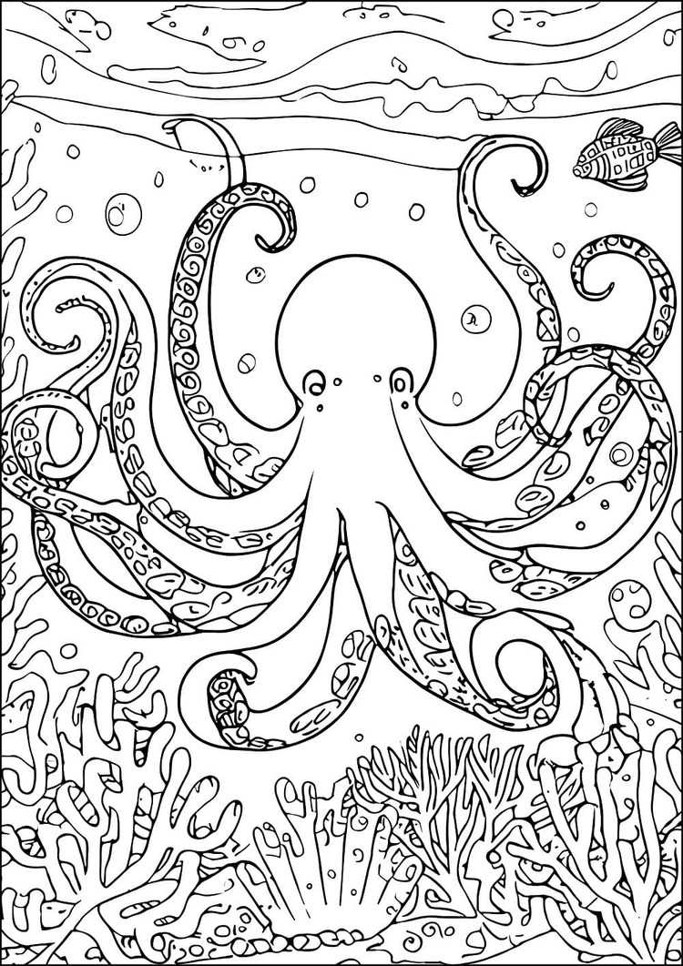 Desenhos de Fundo do Mar imprimível para crianças para colorir
