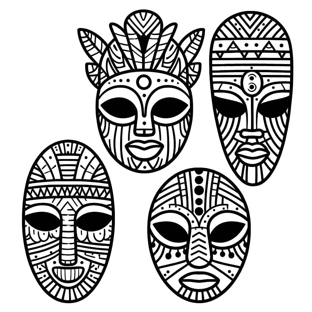 Desenhos de Imagem Máscaras áfricanas gratuita para colorir