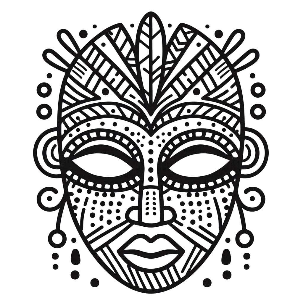 Desenhos de Imagem Máscaras áfricanas impressão gratuita para colorir