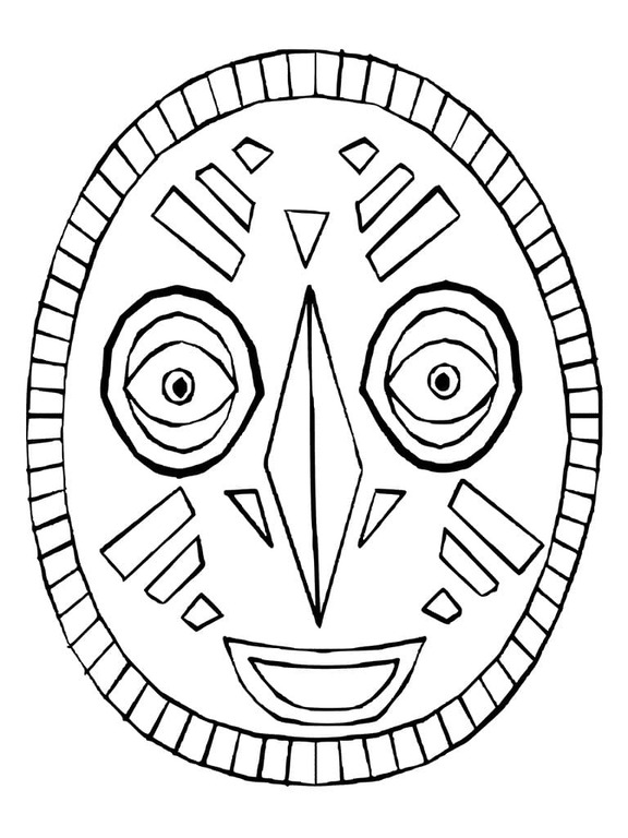 Desenhos de Máscaras áfricanas 2 para colorir