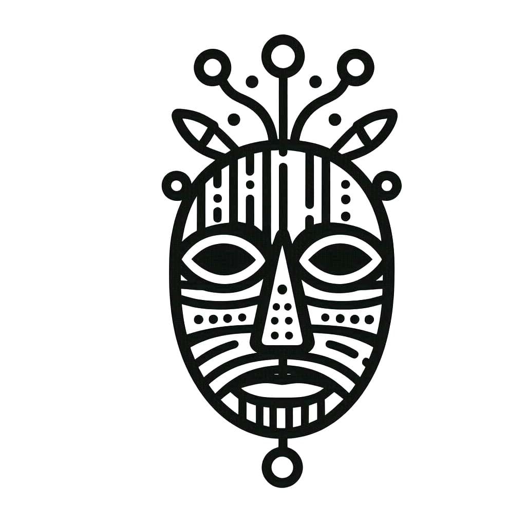 Desenhos de Máscaras áfricanas em crianças para colorir