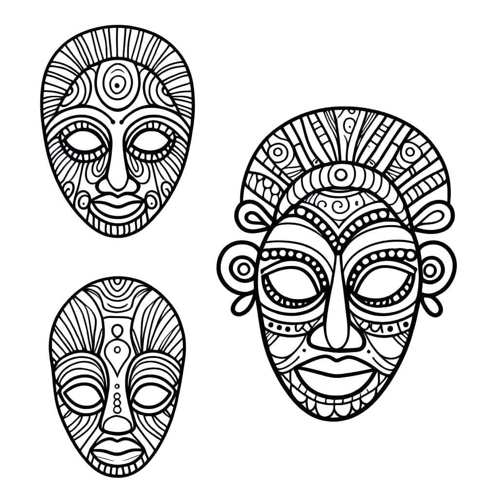 Desenhos de Máscaras áfricanas grátis em crianças para colorir