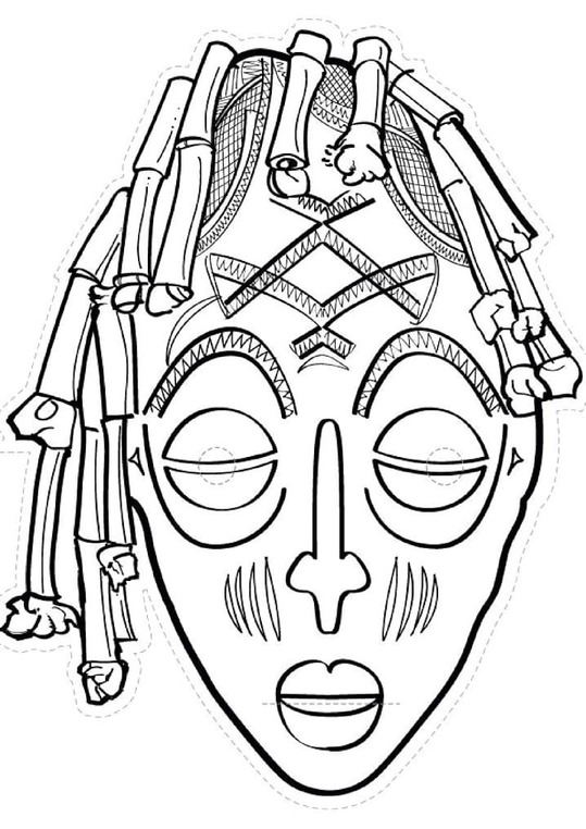 Desenhos de Máscaras áfricanas grátis para crianças para colorir
