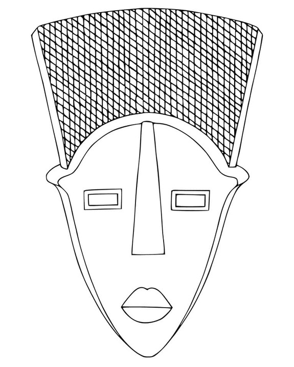Desenhos de Máscaras áfricanas gratuita para colorir