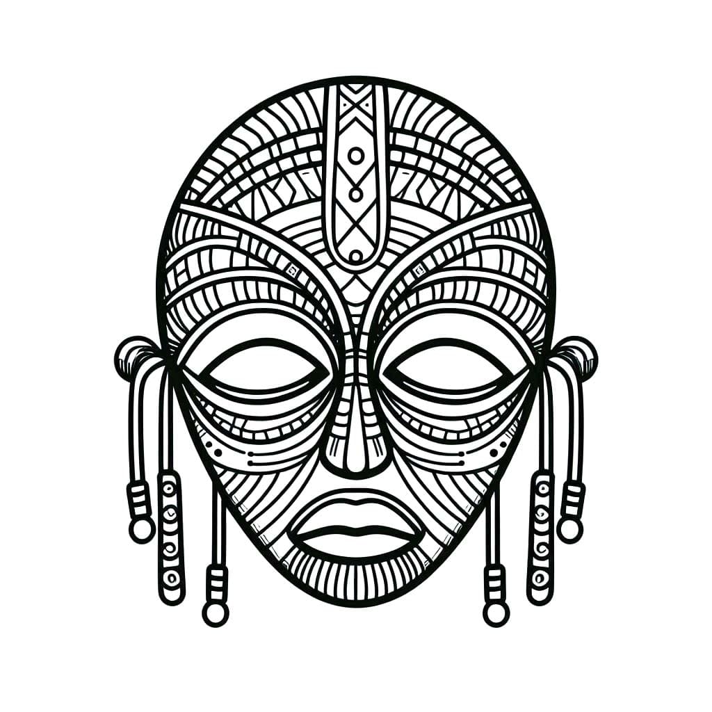 Desenhos de Máscaras áfricanas imprimível em crianças para colorir