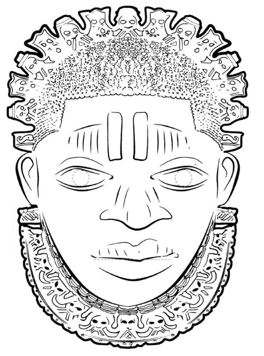 Desenhos de Máscaras áfricanas para crianças para colorir