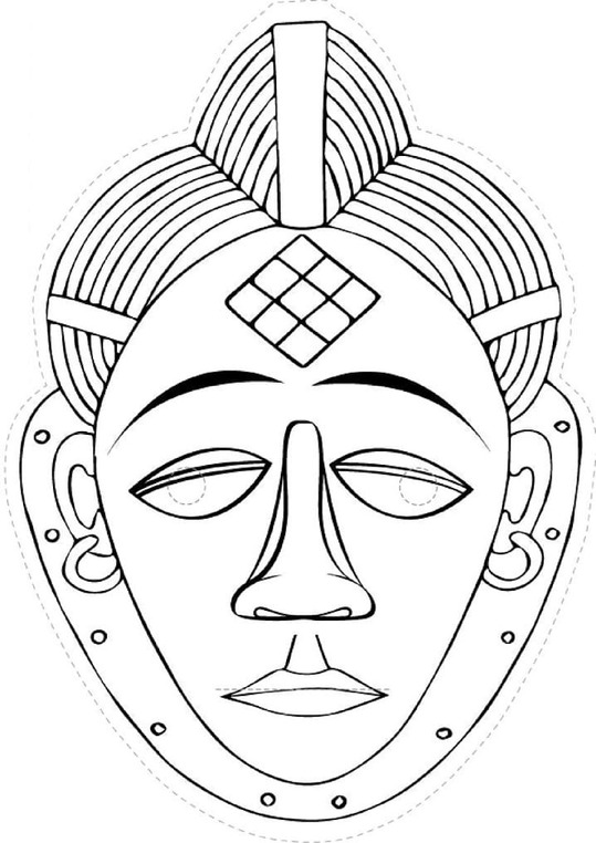 Desenhos de Máscaras áfricanas simples para colorir
