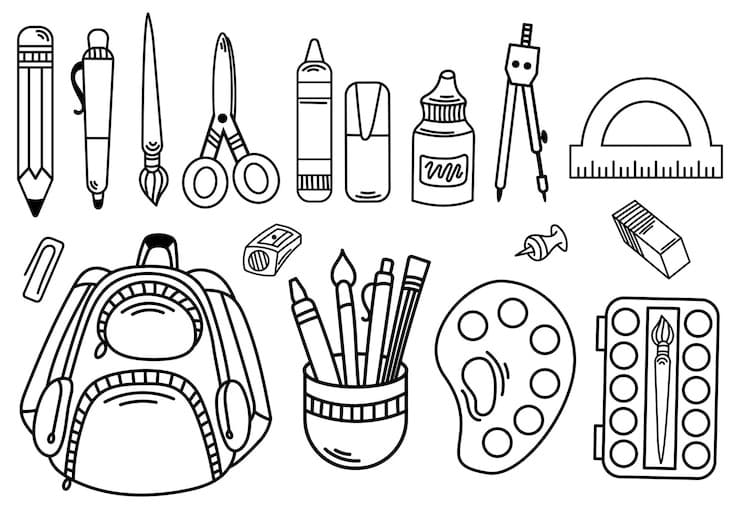 Desenhos de Material Escolar grátis para colorir