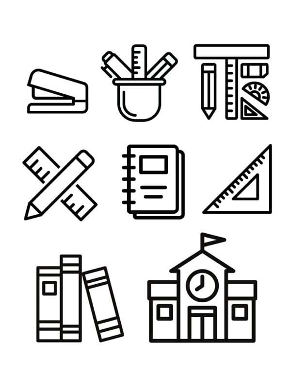 Desenhos de Material Escolar imprimir para colorir