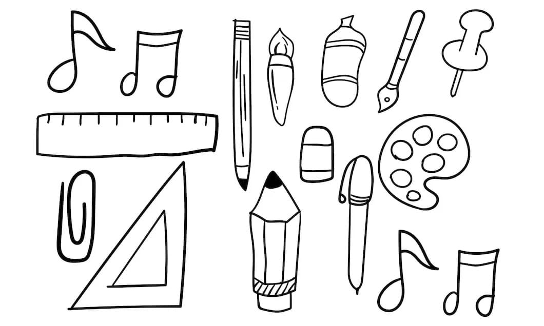 Desenhos de Material Escolar muito fácil para colorir