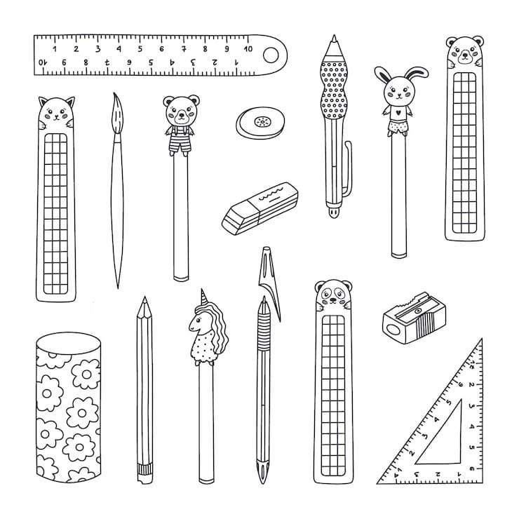 Desenhos de Material Escolar muito simples para colorir