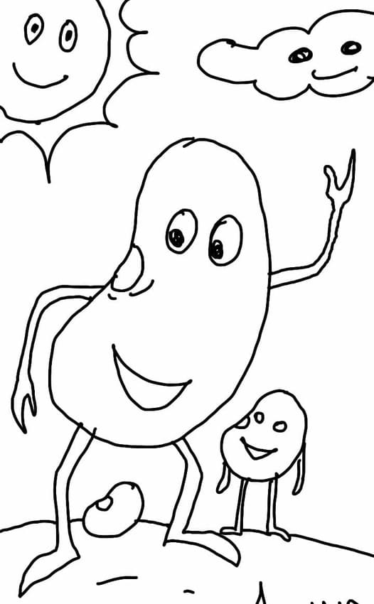 Desenhos de Desenhar Feijão feliz para colorir