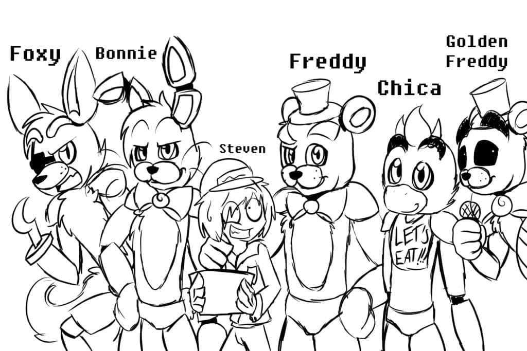Desenhe FNAF básico para colorir