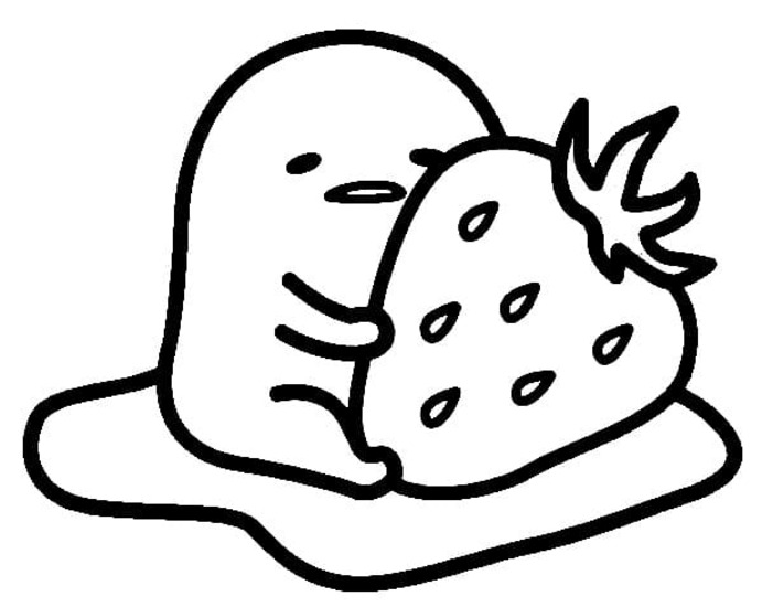 Desenhos de Desenhe Gudetama e morango para colorir