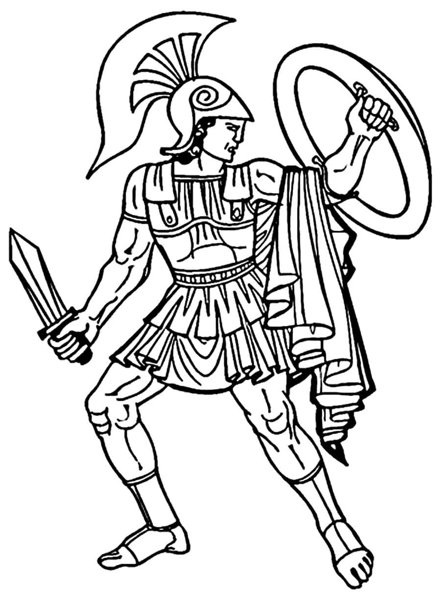 Desenhos de Desenhe Guerreiro simples para colorir