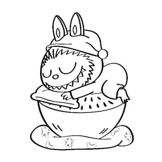 Desenhos de Desenhe Labubu muito singelo para colorir