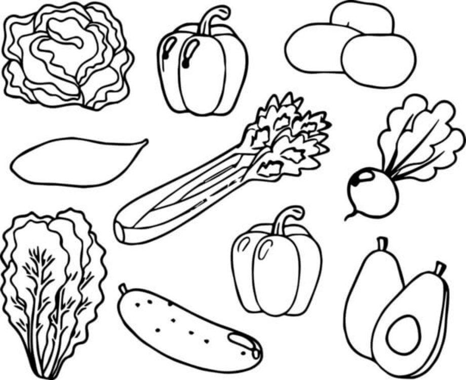 Desenhe Legumes impressão para colorir
