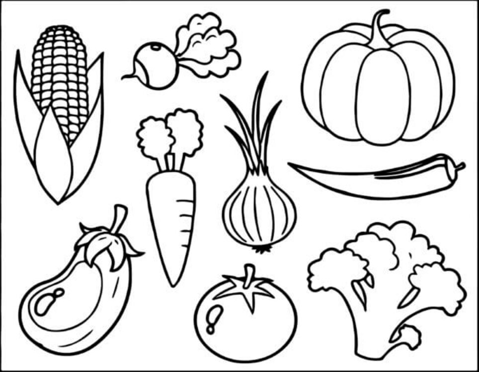 Desenhe Legumes para crianças para colorir