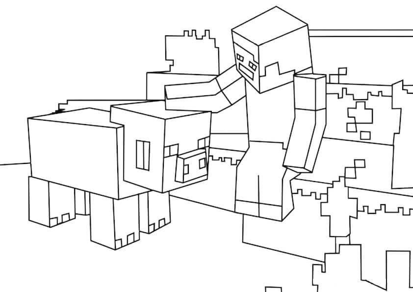 Desenhos de Desenhe Minecraft simples para colorir