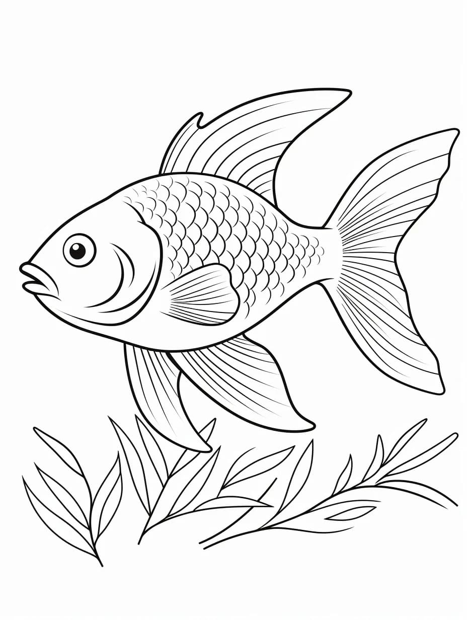 Desenhe Peixe básico para colorir