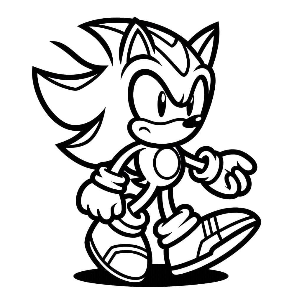 Desenhos de Desenhe Shadow the Hedgehog básico em crianças para colorir