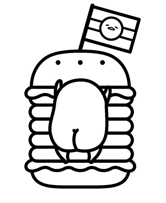 Desenhos de Desenhe hambúrguer Gudetama para colorir