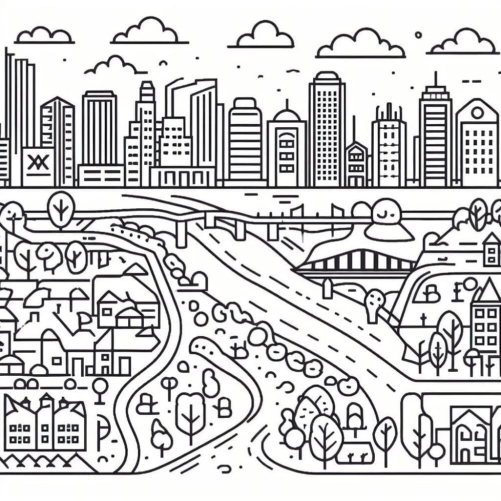 Desenhos de Imagem Cidades para impressão para colorir