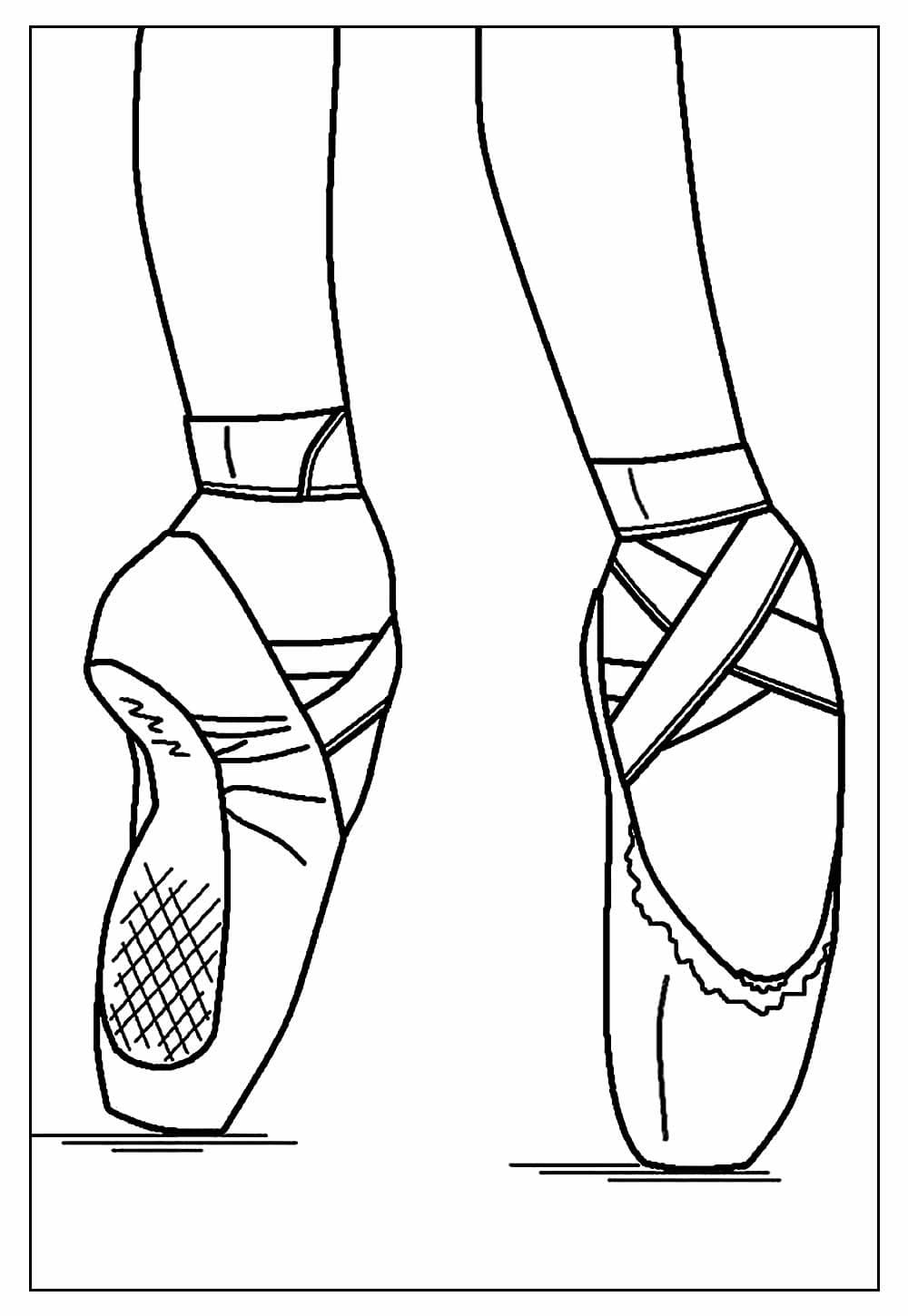 Desenhos de Sapatos de Bailarina básico grátis para colorir