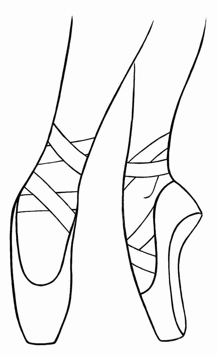 Desenhos de Sapatos de Bailarina impressão para colorir
