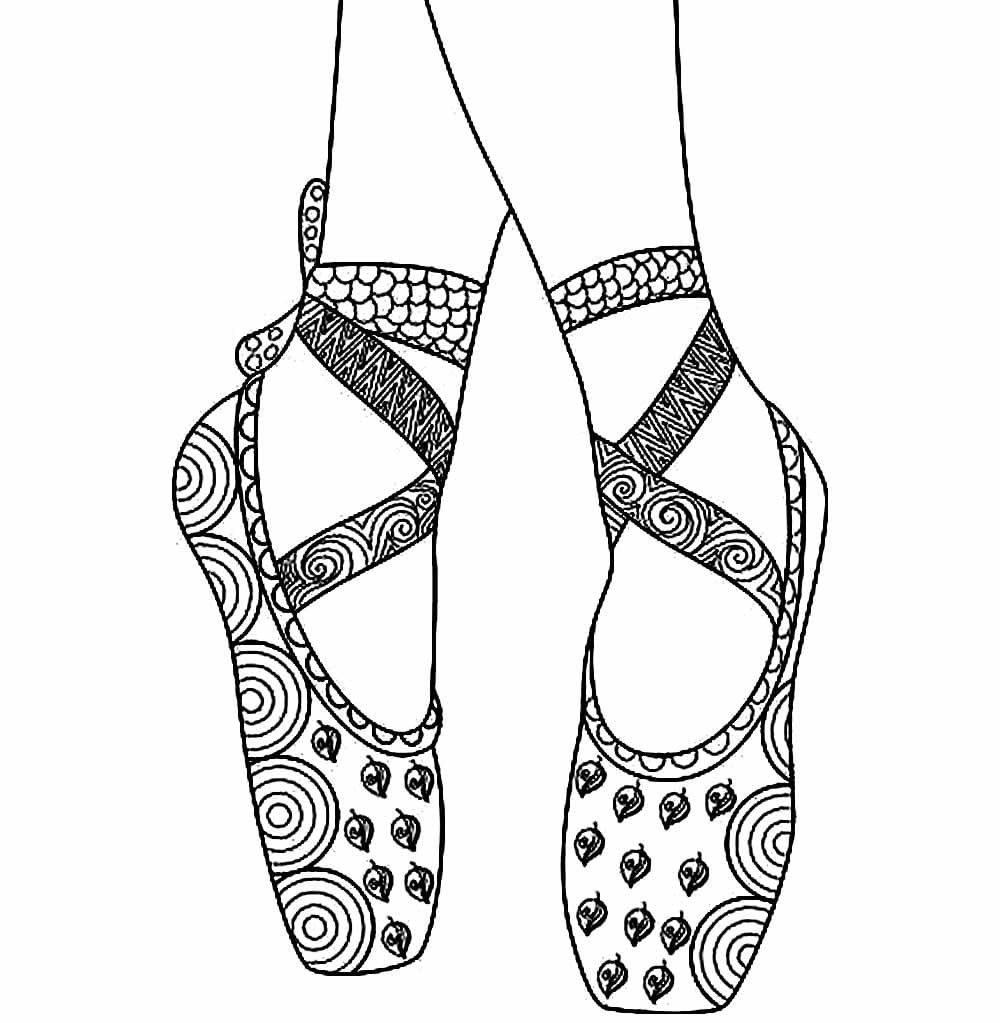Desenhos de Sapatos de Bailarina imprimível para crianças para colorir