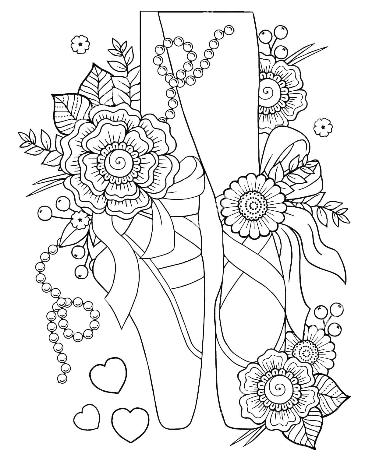 Desenhos de Sapatos de Bailarina simples para colorir