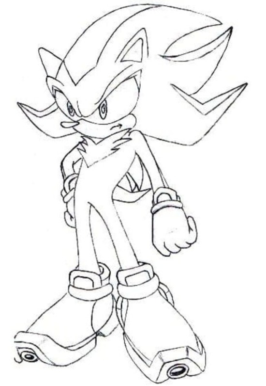 Desenhos de Shadow the Hedgehog básico em crianças para colorir