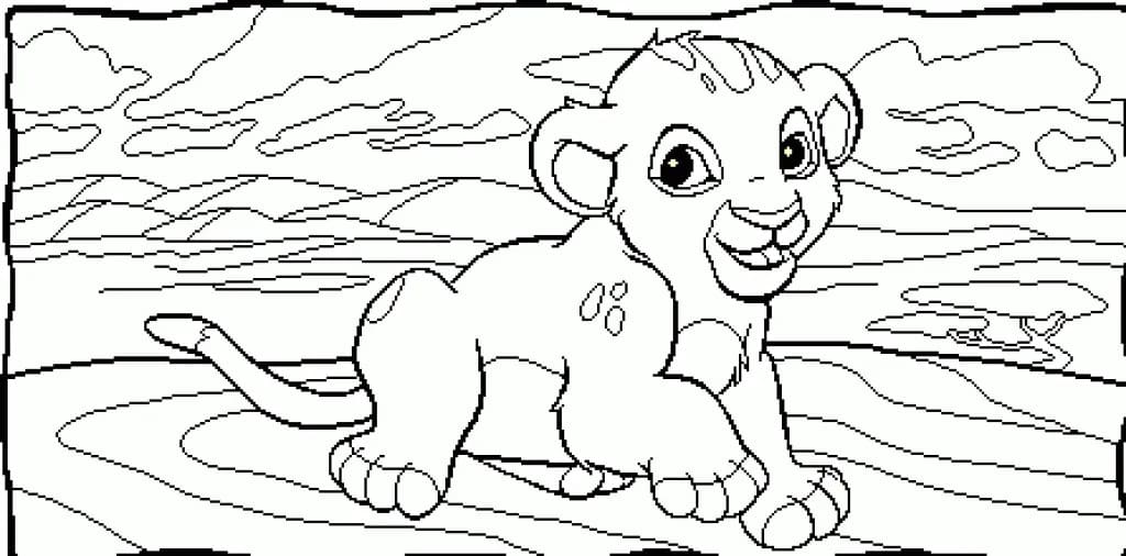 Desenhos de Simba básico em crianças para colorir