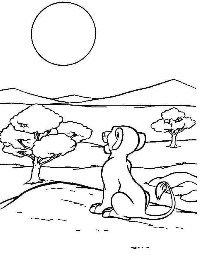 Desenhos de Simba fácil em crianças para colorir