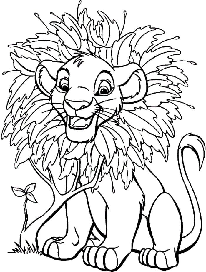 Desenhos de Simba imprimível para crianças para colorir