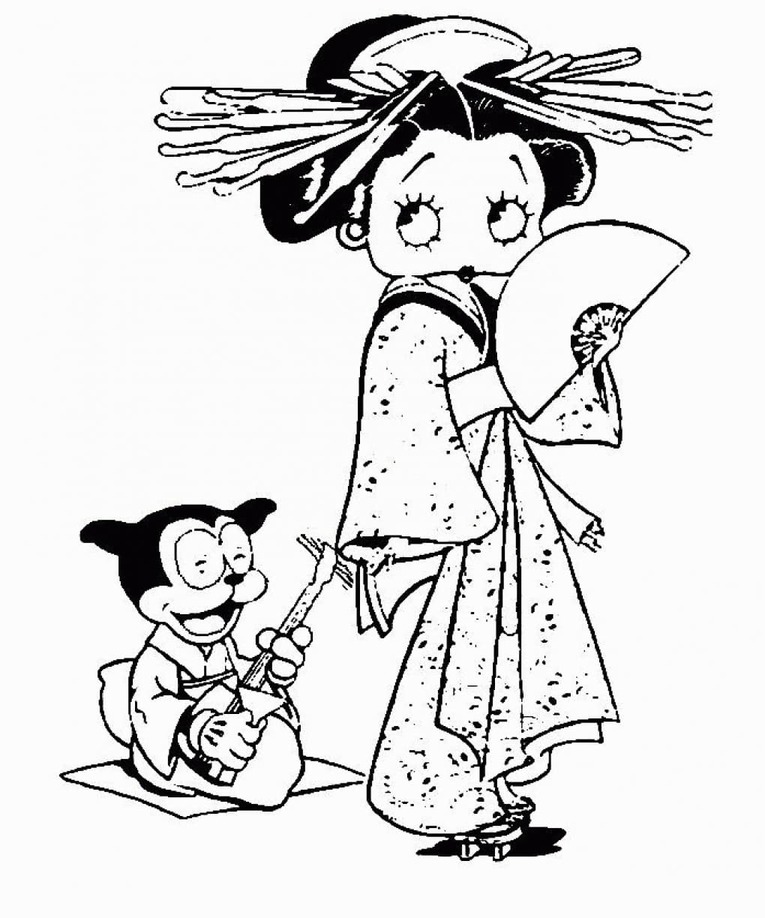 Desenhos de Betty Boop simples em crianças para colorir