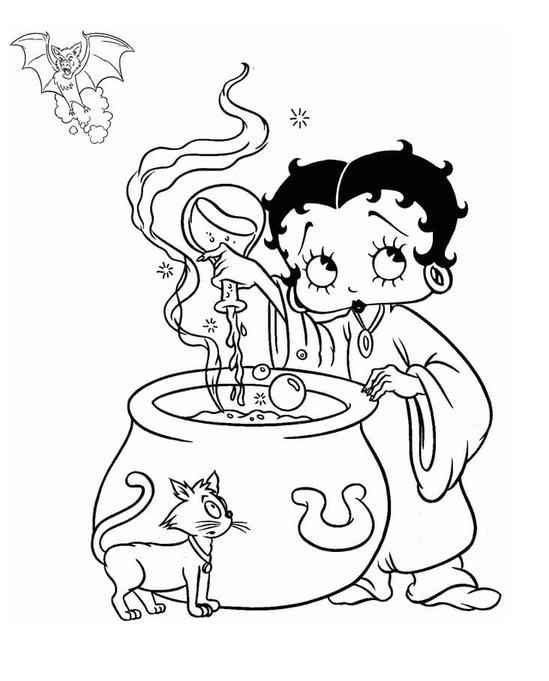 Desenhos de Desenhe Betty Boop simples em crianças para colorir
