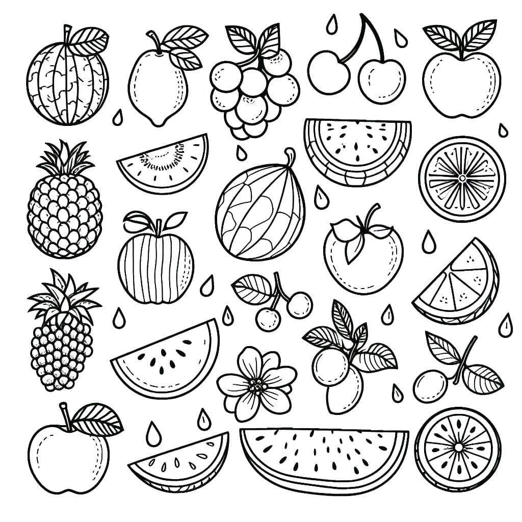 Desenhos de Desenhe Frutas impressão gratuita para colorir