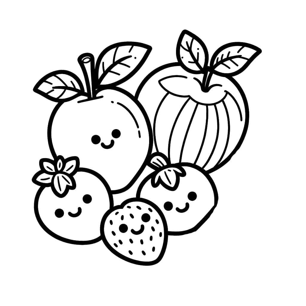 Desenhos de Desenhe Frutas simples para colorir