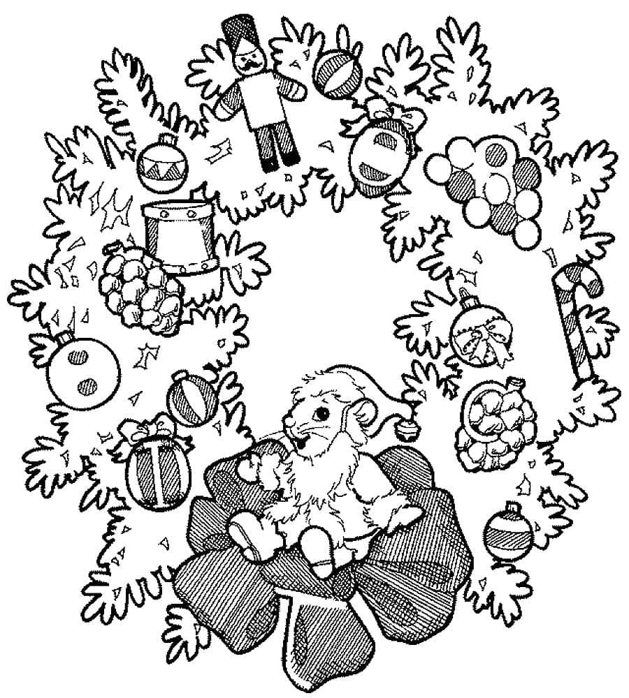 Desenhos de Desenhe Guirlandas de Natal básico para colorir